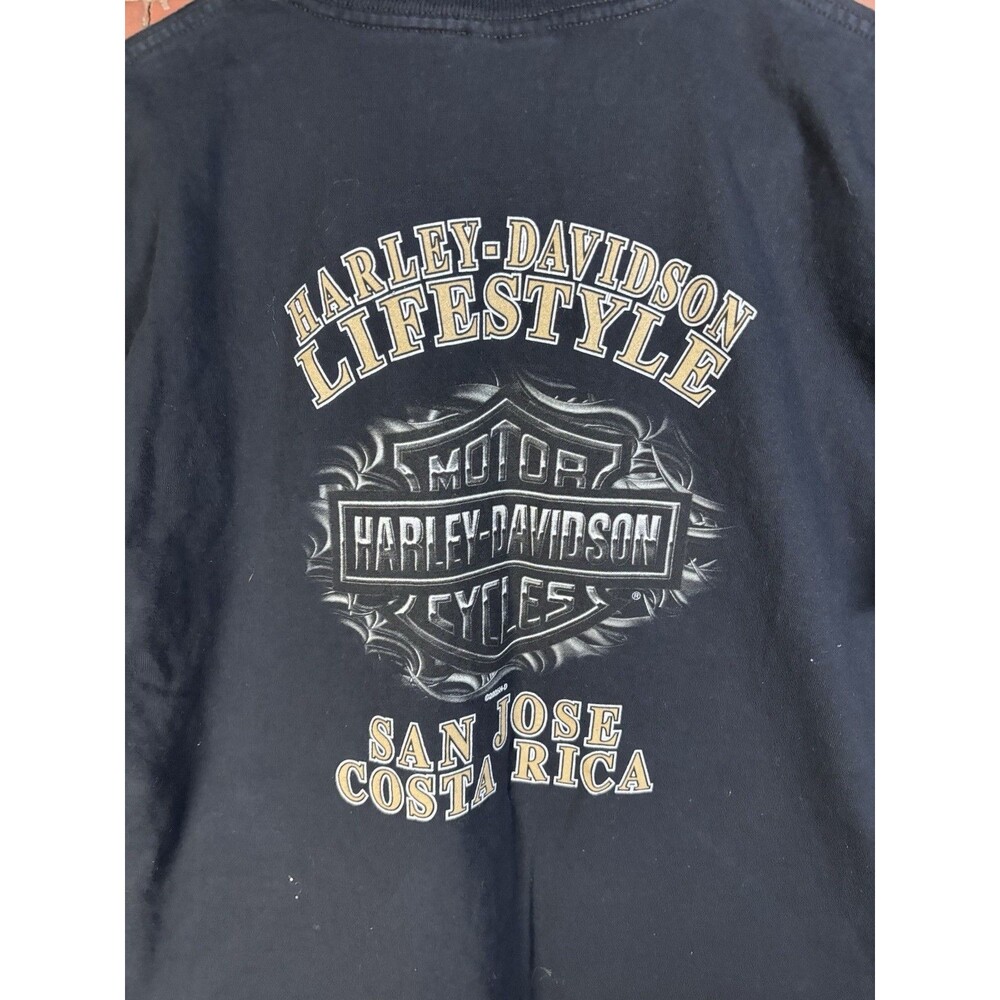 Vintage Y2K Harley-Davidson Mens Black Shirt Costa Rica Motorcycle Mens Large - Picture 5 of 5